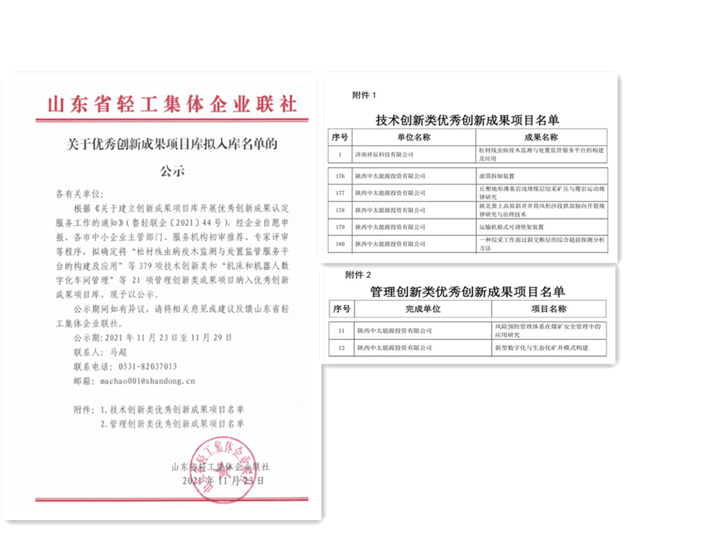 1638353458884370.png 2021年12月1日朱家峁煤矿七项企业创新成果入选山东省轻工集体企业联社优秀创新成果项目库(张海龙截图).png